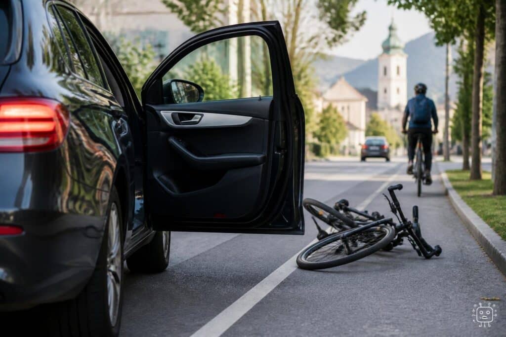 Geöffnete Autotür brachte in Klagenfurt zwei Radfahrer ins Spital