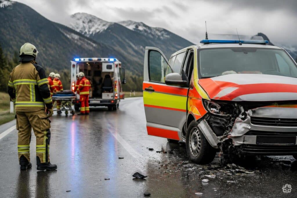 Alk-Lenker kracht in Rettungsauto: Fünf Verletzte im Ennstal