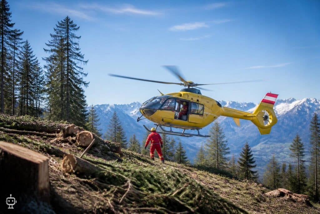 Baumwipfel trifft Mann bei Fällarbeiten