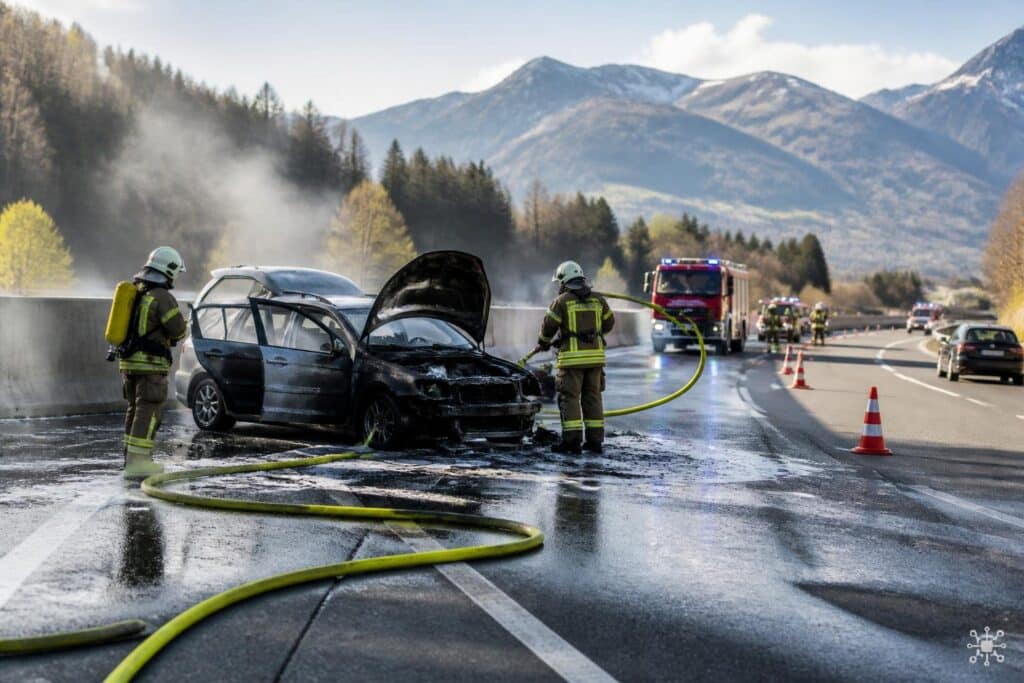 Auto brannte nach Unfall: Fünf Verletzte