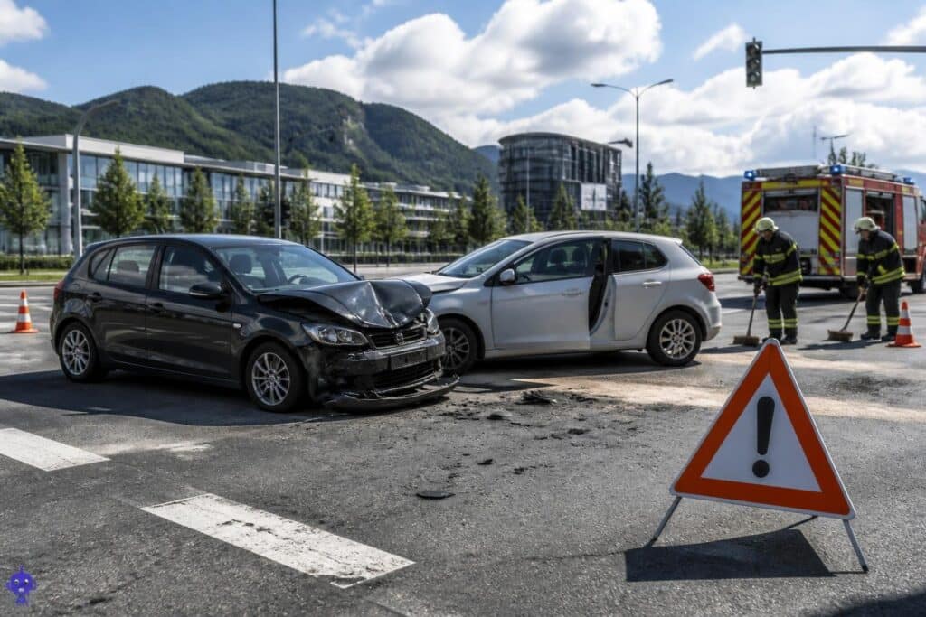 Zwei Autos bei Kreuzung kollidiert