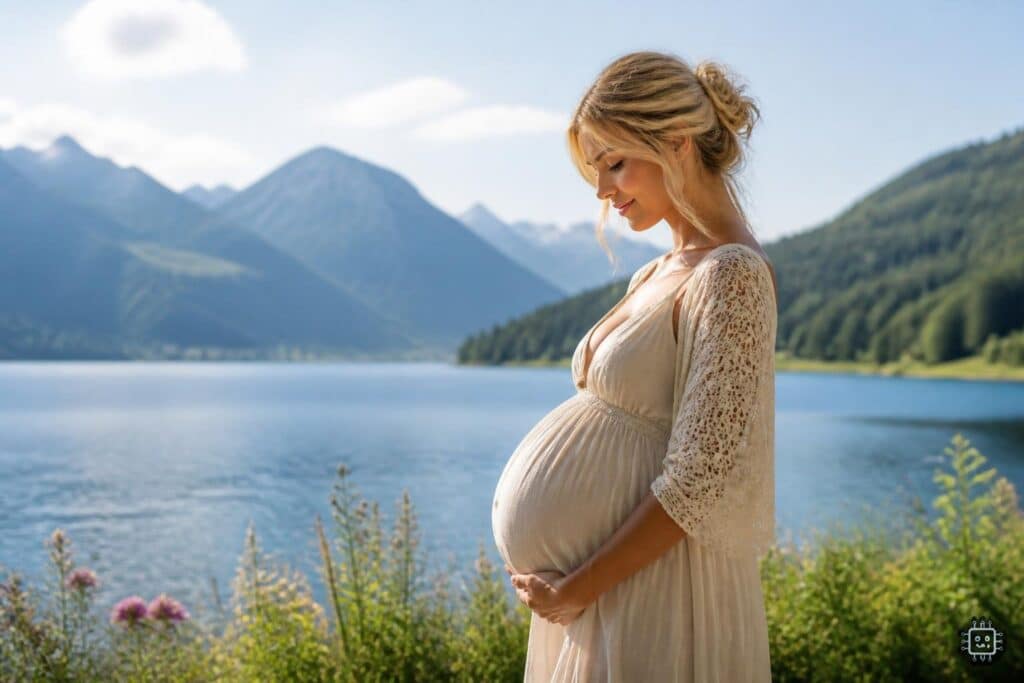 Kärntner Model Nadine Leopold präsentiert stolz ihren Babybauch