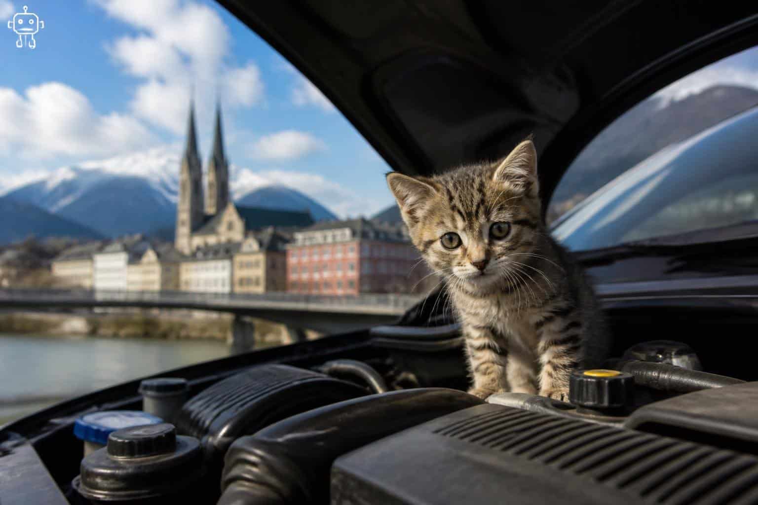 Kätzchen fuhr im Motorraum von Slowenien nach Villach