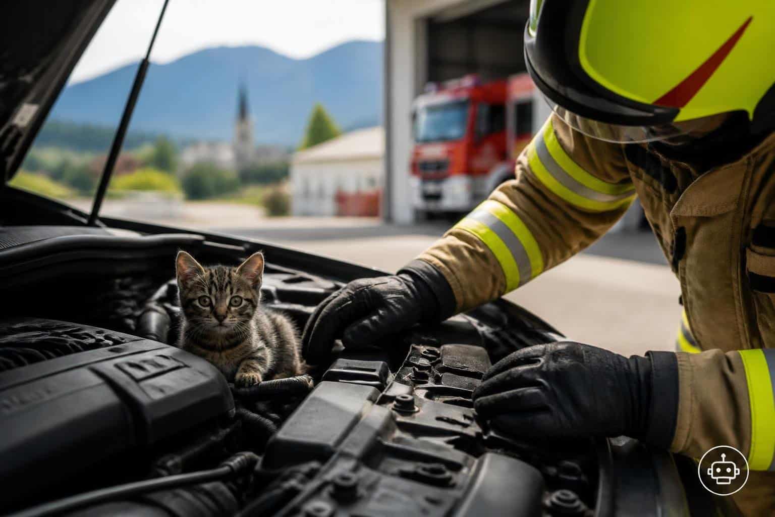 Babykatze aus Motorraum befreit!