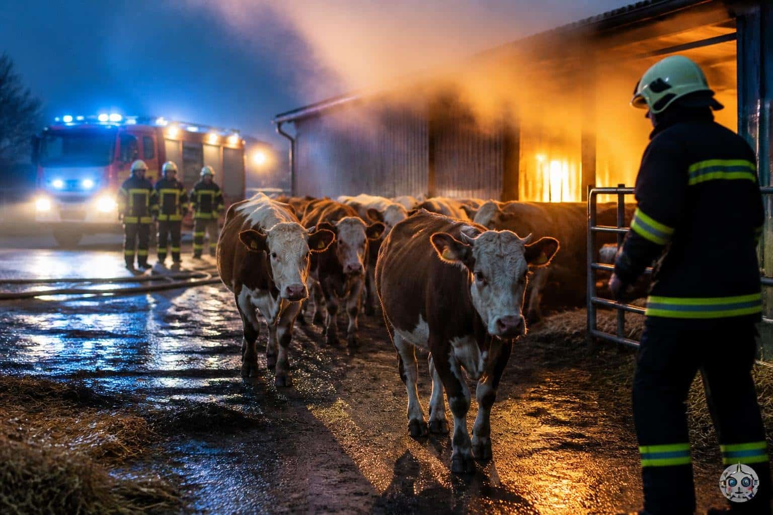 110 Rinder aus brennendem Stall gerettet