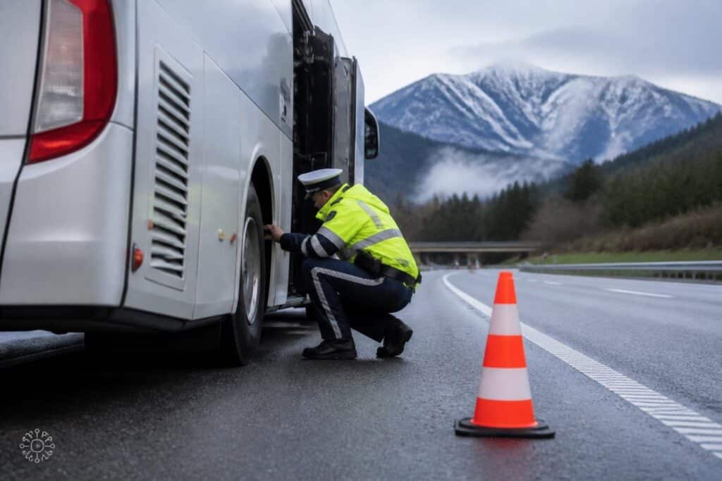 Schwere technische Mängel an Omnibus auf der A 10