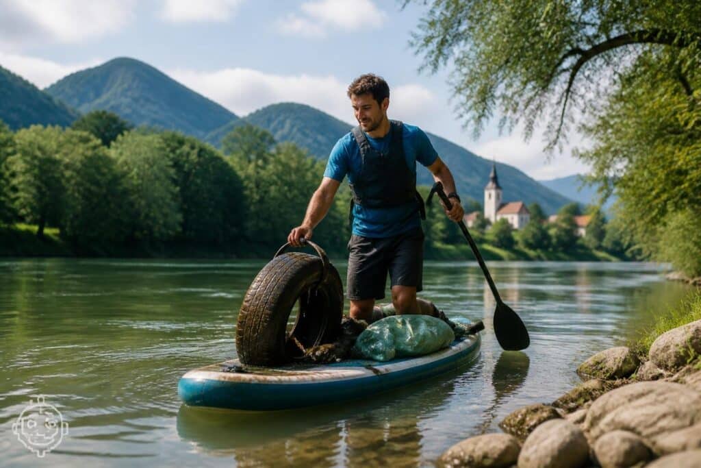 Grazer fischt Müll und Reifen aus der Drau