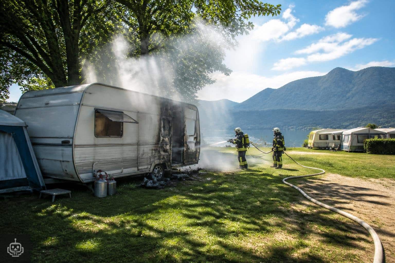 Wohnwagen am Keutschacher See brannte
