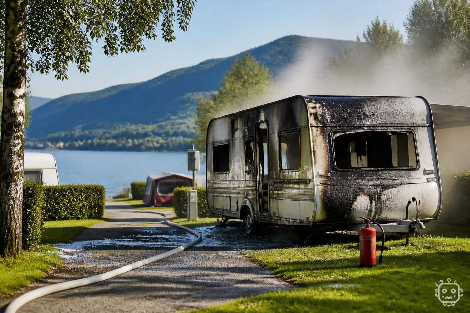 Wohnwagen brennt auf Campingplatz in Keutschach