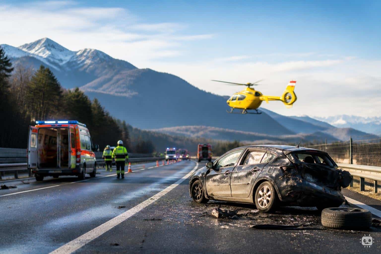 Schwerer Unfall auf A2 in Kärnten: Pkw überschlug sich mehrfach