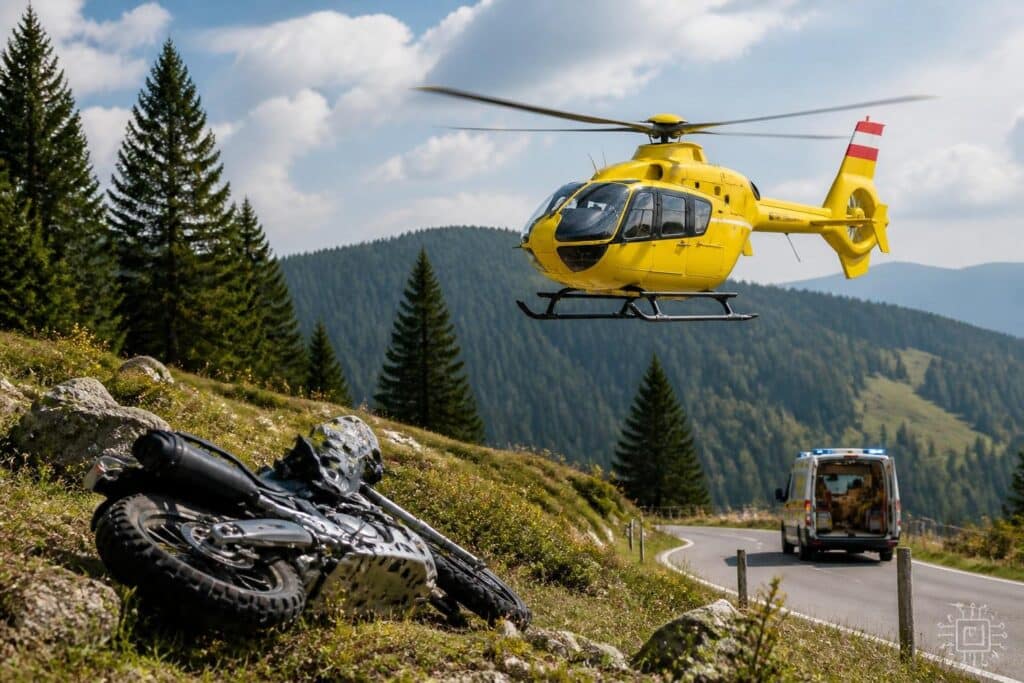 Motorradfahrer stürzt 20 Meter in Gelände