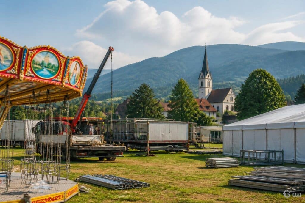 Aufbau für Bleiburger Wiesenmarkt läuft auf Hochtouren