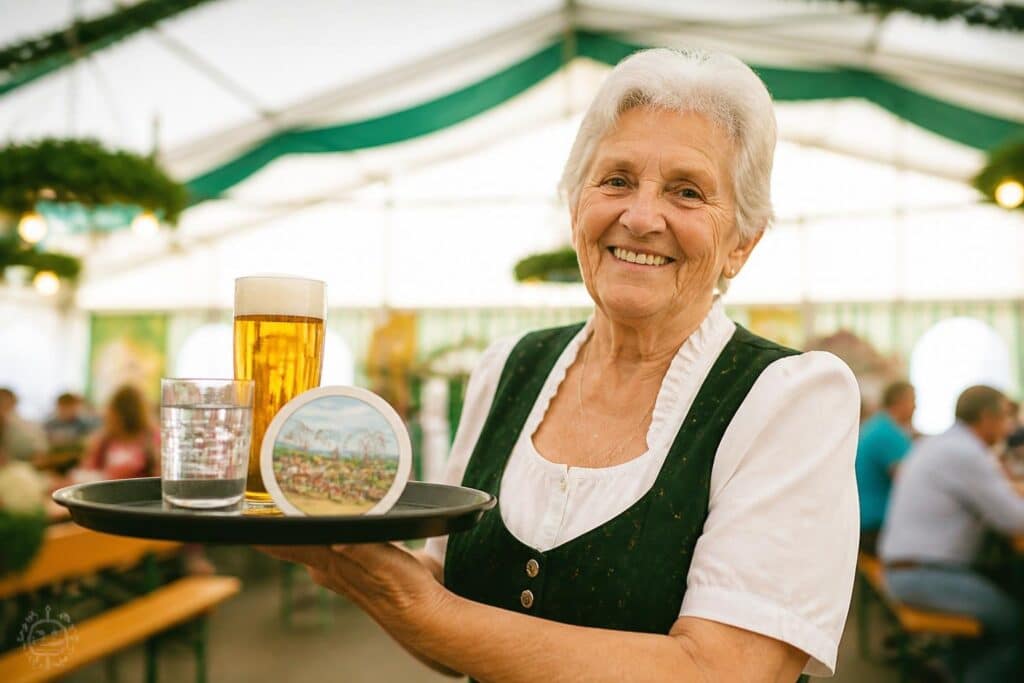 82-jährige Kellnerin mit Wiesenmarkt-Bierdeckel geehrt