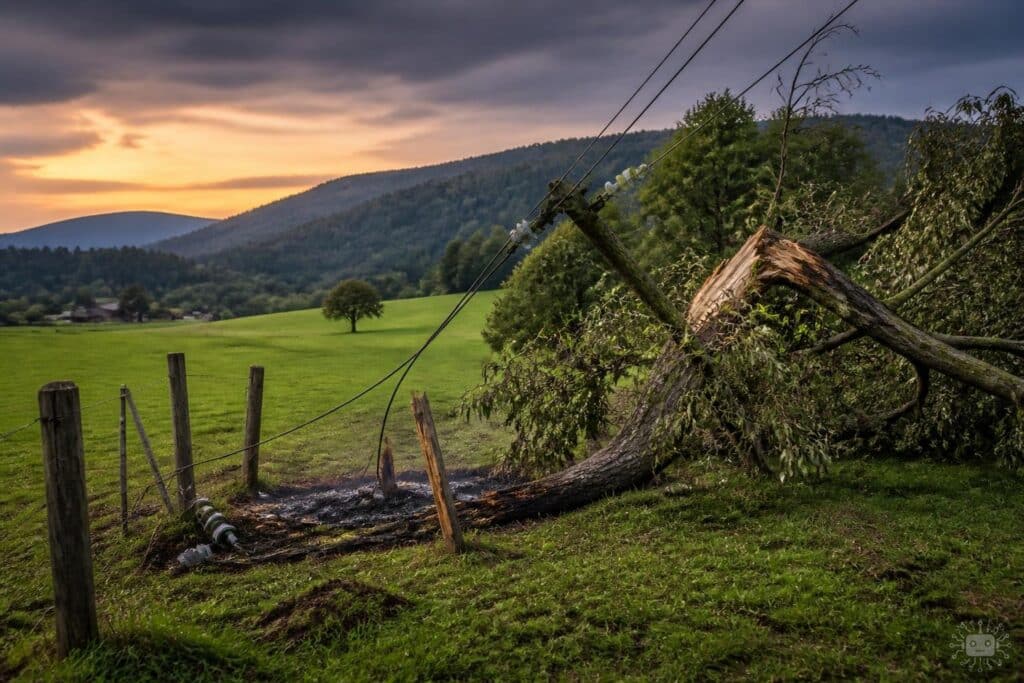 Wölfnitz/Griffen: Umgestürzter Baum riss Hochspannungsleitung ab