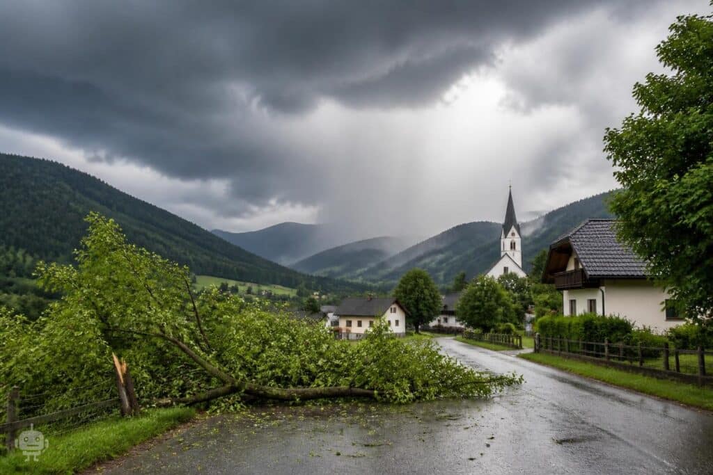 Starke Gewitter mit Sturm und Hagel