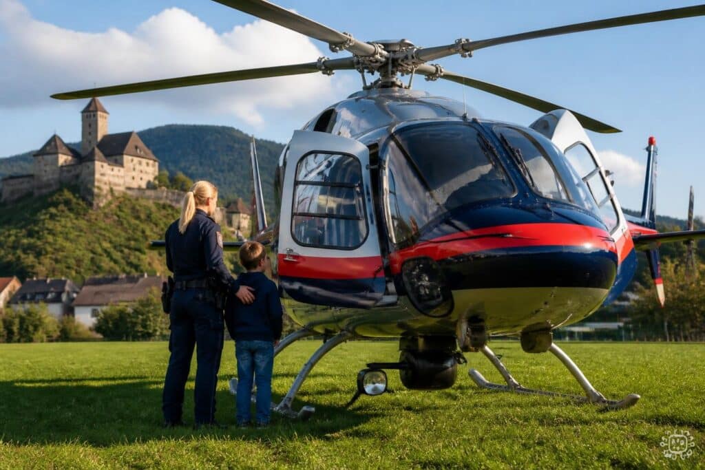 In Friesach kann man mit dem Polizeihubschrauber mitfliegen