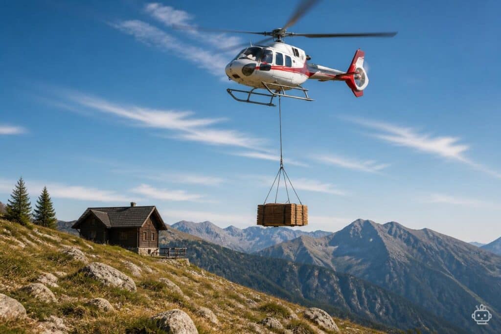 Baustart Bleiburger Hütte: Materialtransport per Hubschrauber