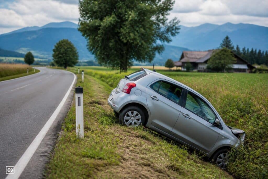 Auto stürzt von der Straße – Lenker unverletzt