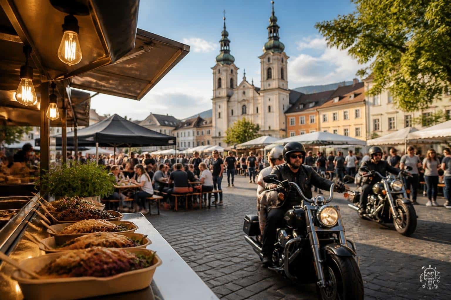 Streetfood und Harleys am Nikolaiplatz