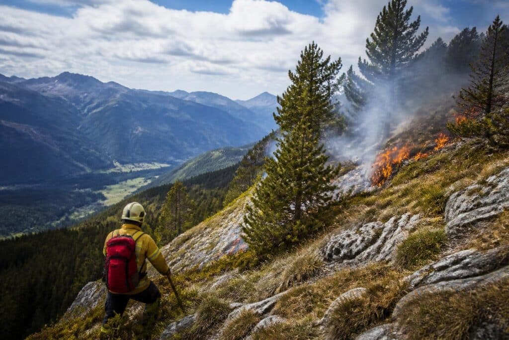 90 Einsatzkräfte kämpfen gegen Brand in felsigem Gelände