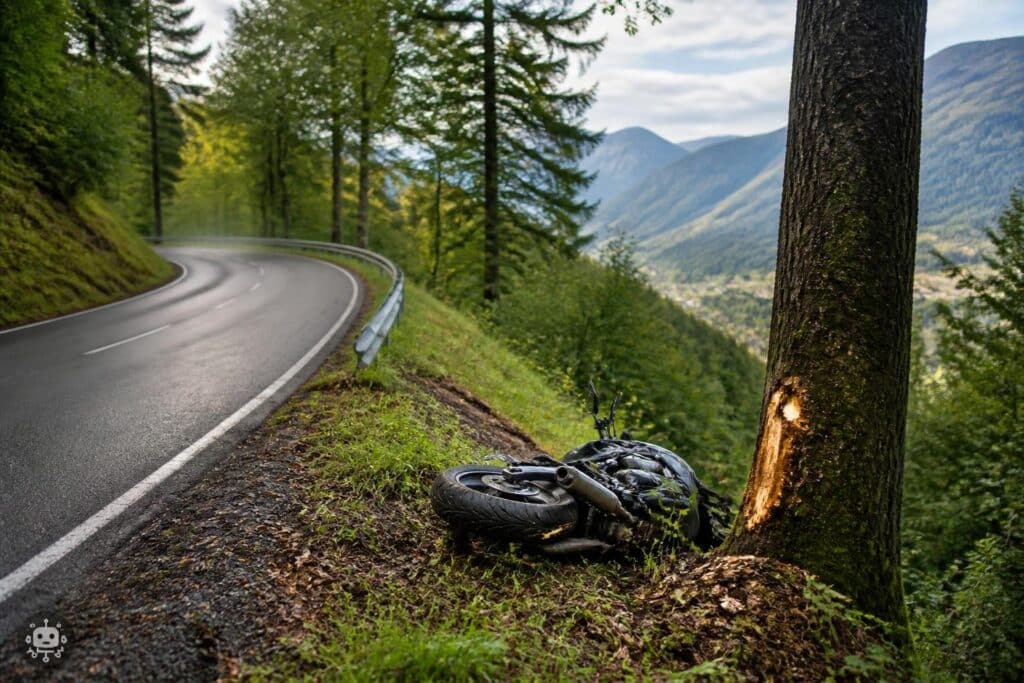 Bad Bleiberg: Deutscher Motorradfahrer krachte gegen Baum und stürzte in Abhang
