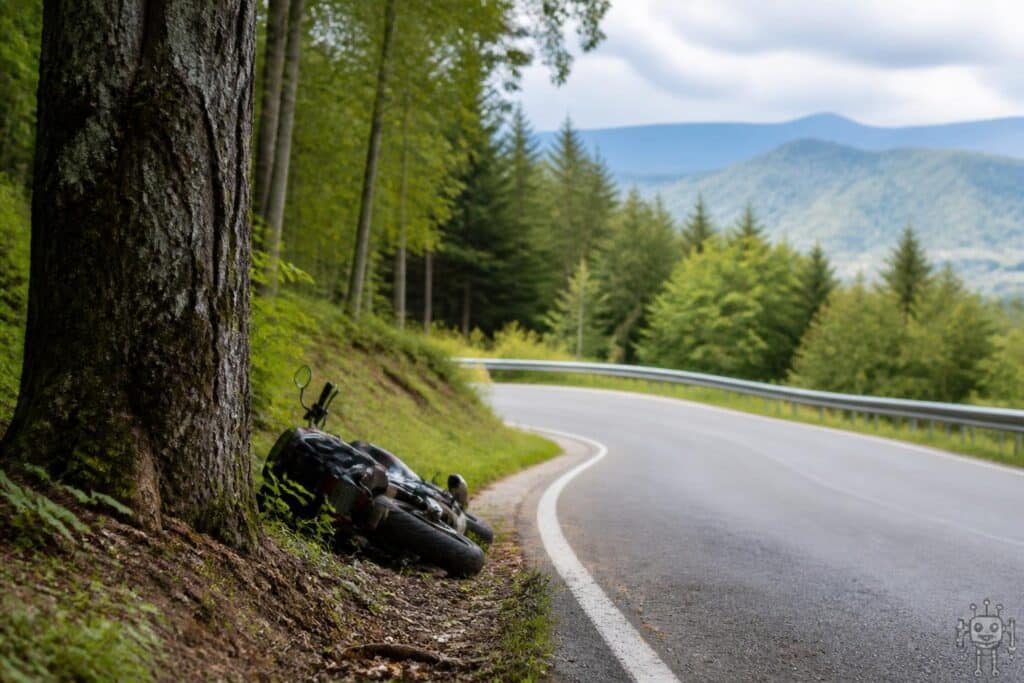 Motorradlenker prallt gegen Baum und stürzt ab