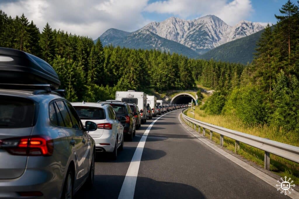 Vor dem Karawankentunnel: Der vorletzte Ferienstau Richtung Adria