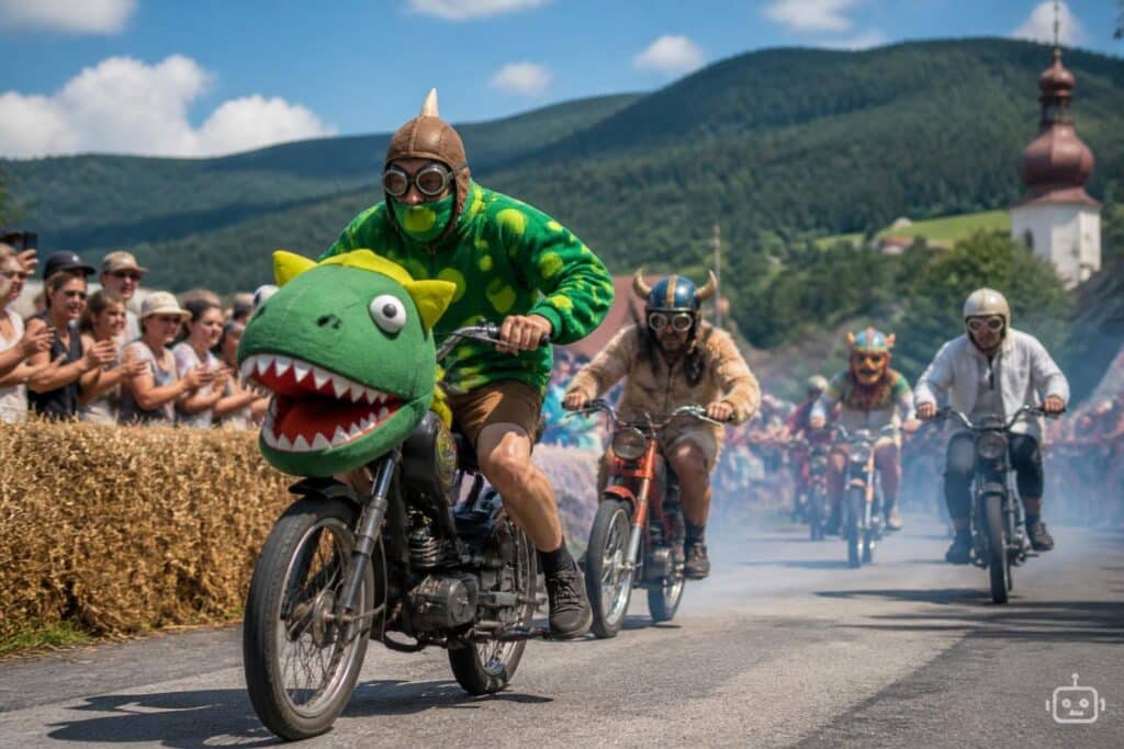 Röhrende Motoren, blaue Rauchschwaden, schräge Kostüme und jede Menge gute Laune