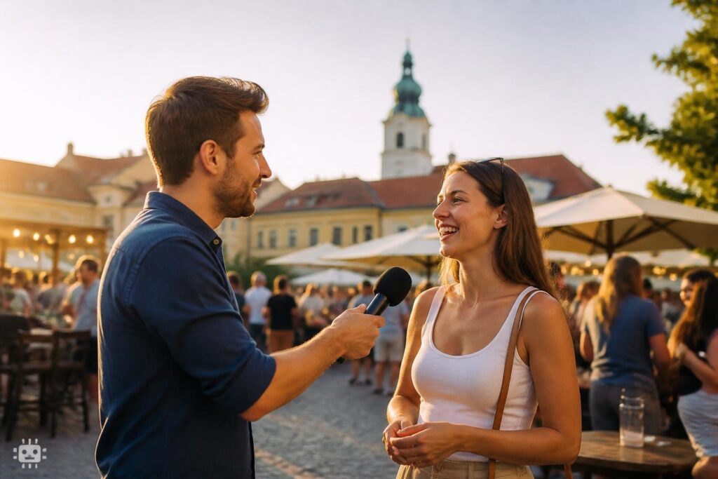 Sonderreporter Michael Großschädel am After-Work-Markt in Klagenfurt
