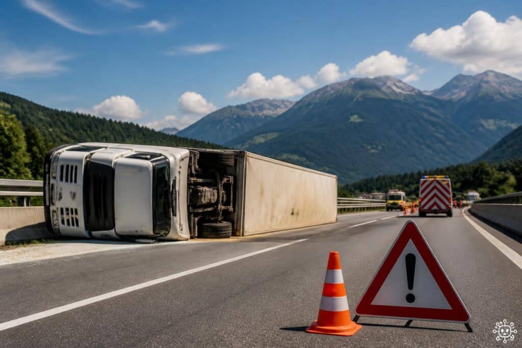 Lkw umgekippt: Totalsperre der A2 bei Villach