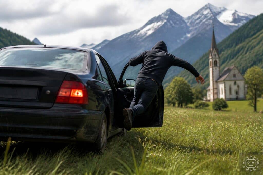Flucht vor Polizei mit Sprung aus Auto