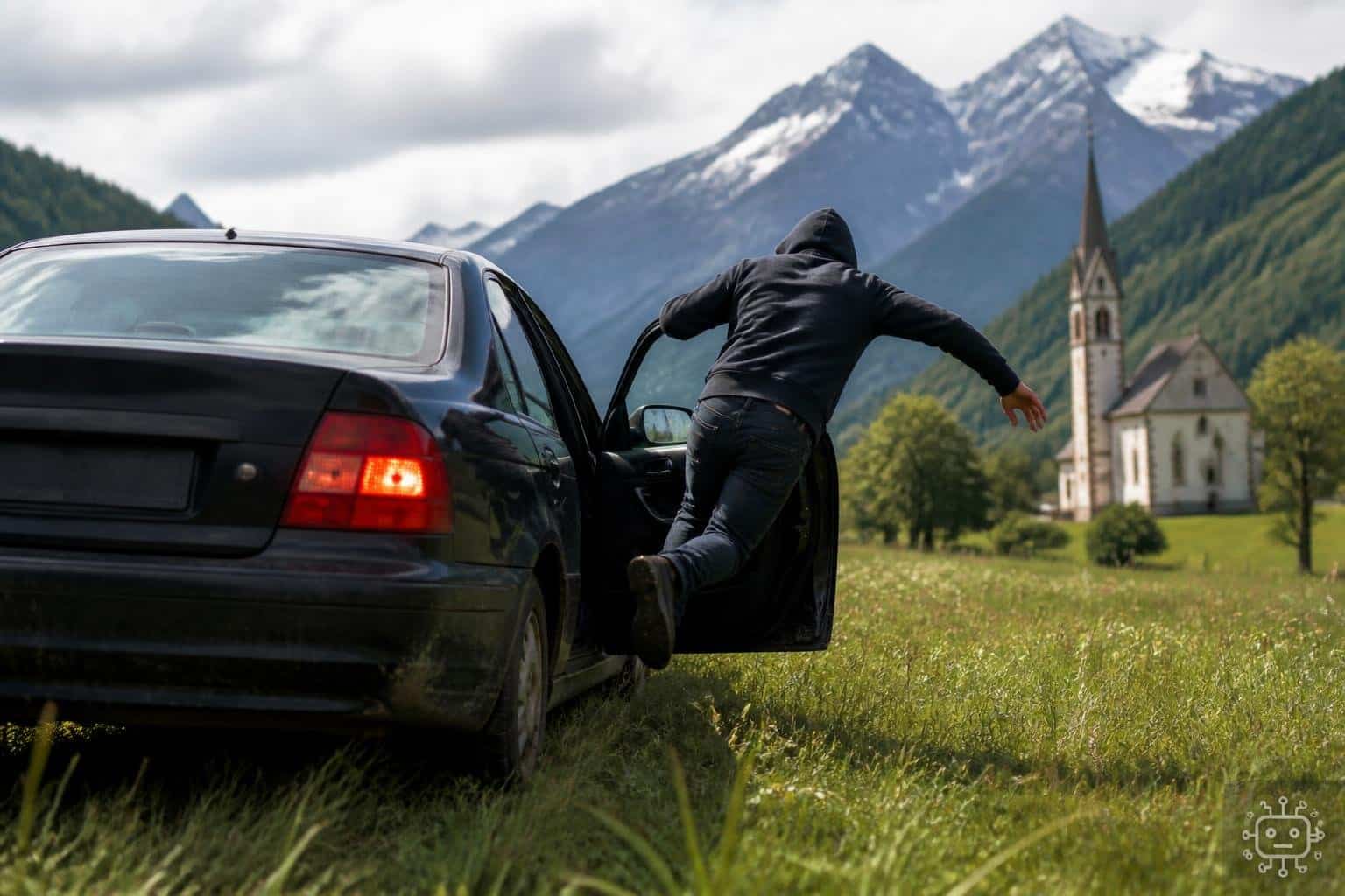 Flucht vor Polizei mit Sprung aus Auto