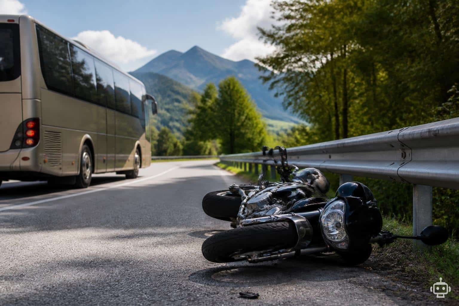Motorrad streift Bus und prallt gegen Leitschiene