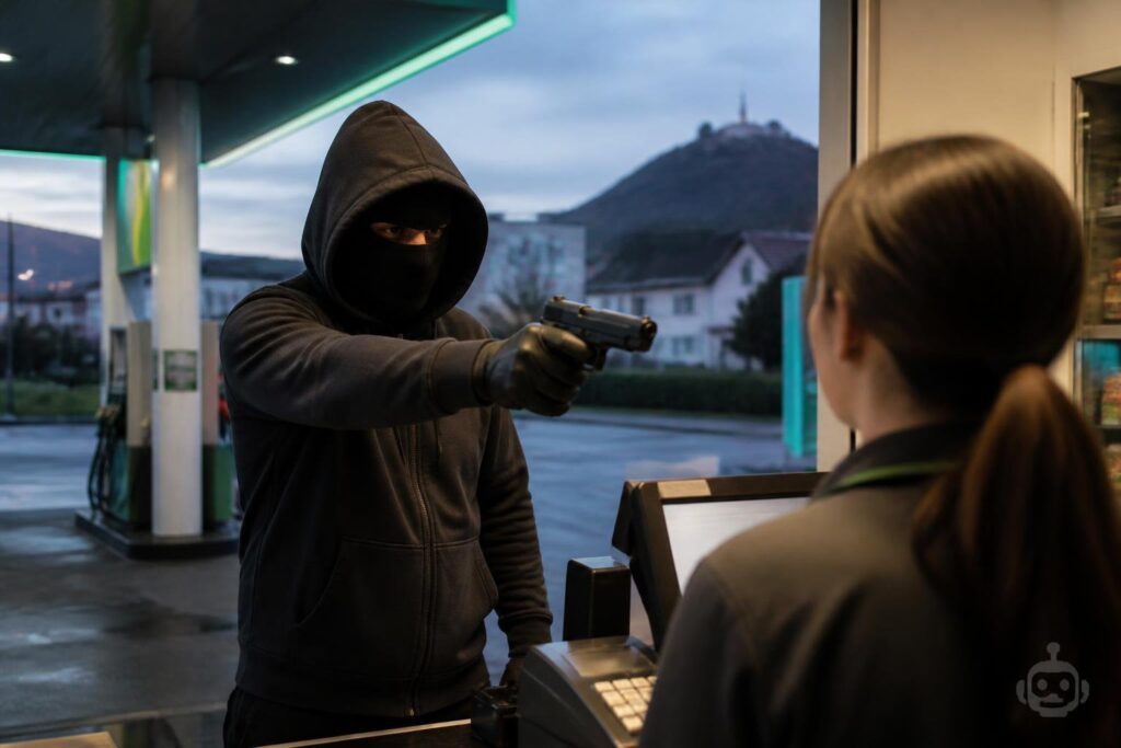 Maskierter und bewaffneter Mann überfiel Tankstelle in Klagenfurt