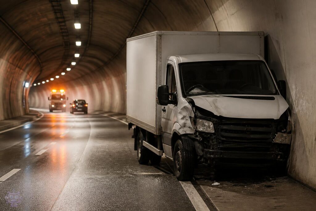 Verkehrsunfall mit Eigenverletzung auf der A2 im Ehrentalerbergtunnel