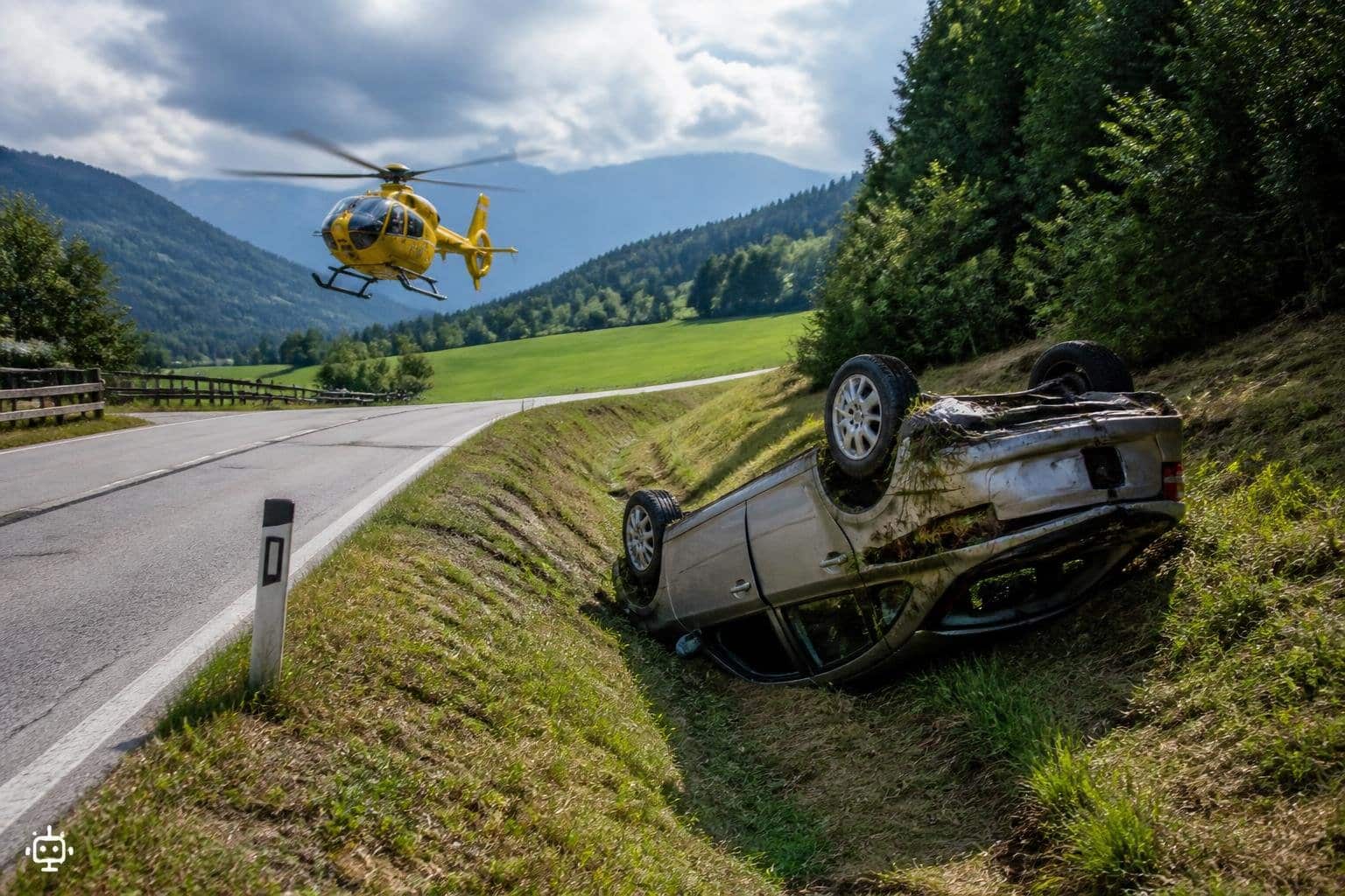 Verkehrsunfall mit Personenschaden auf der L107
