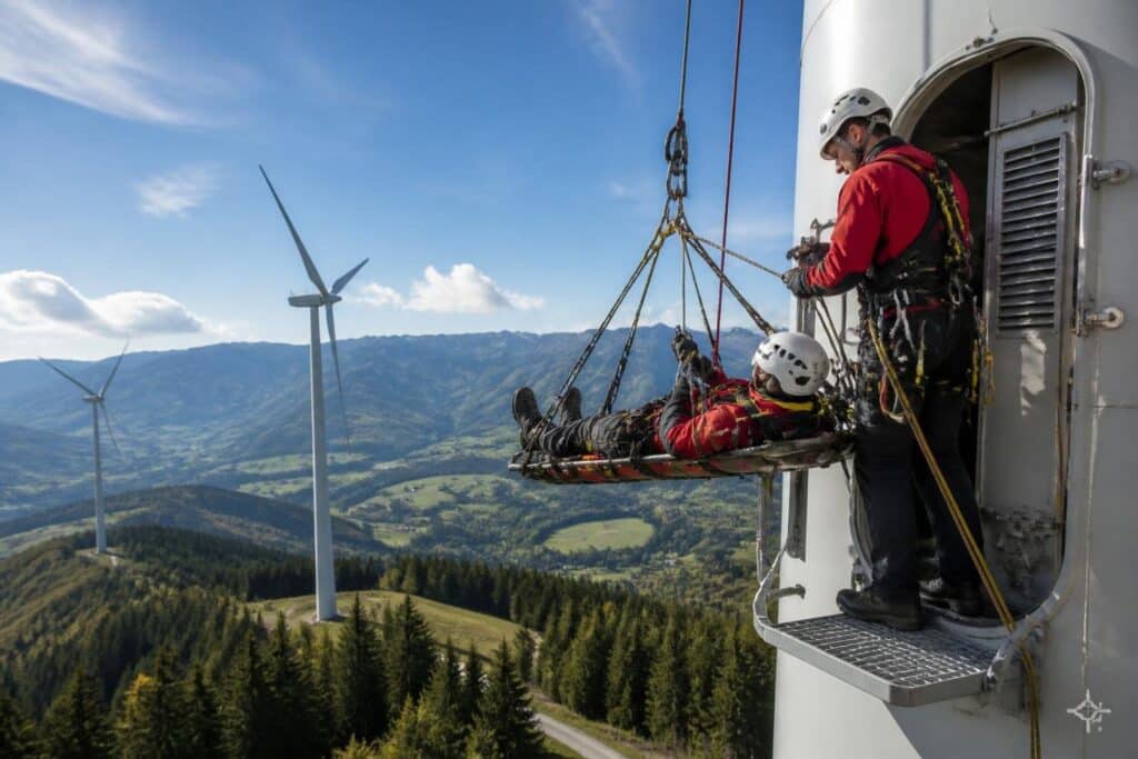 Spektakuläre Rettungsübung bei Kärntner Windpark