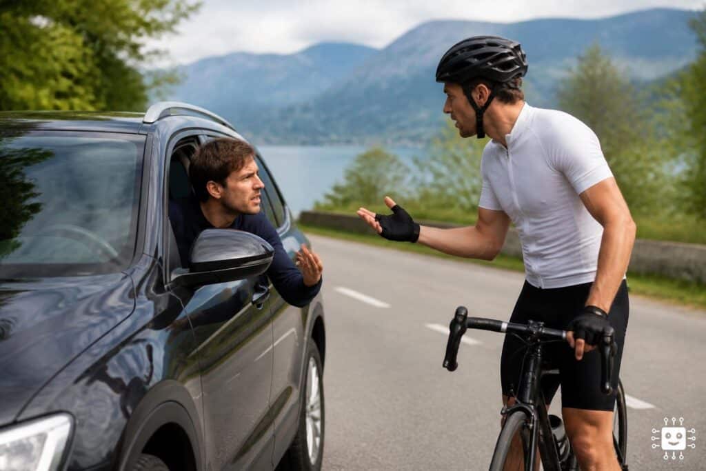 Prügelei zwischen Radfahrer und Pkw-Beifahrer