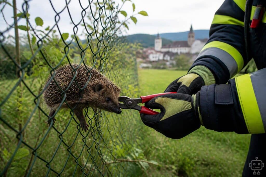 Feuerwehr befreite Igel aus Zaun