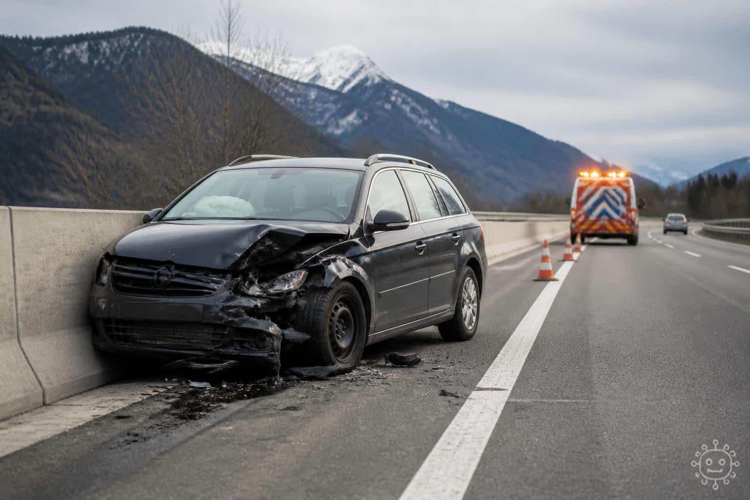 Auto schleudert zweimal gegen Betonleitwand