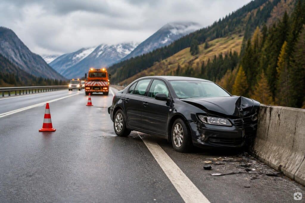 A10 in Kärnten gesperrt: Auto prallt gegen Betonleitwand