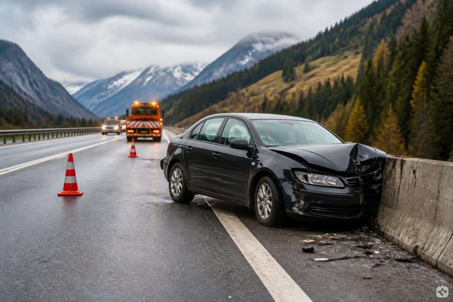 A10 in Kärnten gesperrt: Auto prallt gegen Betonleitwand