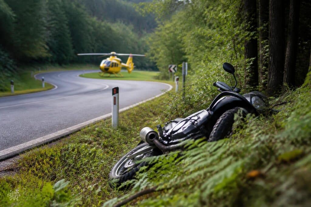 Motorradlenkerin stürzt in Waldstück