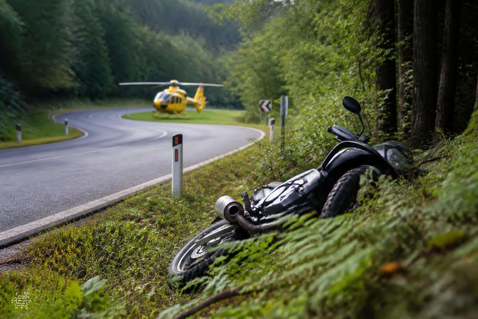 Motorradlenkerin stürzt in Waldstück