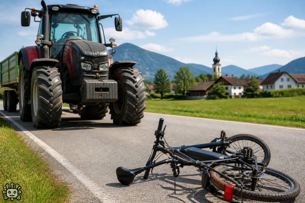 E‑Bike-Fahrer kollidiert mit Zugmaschine