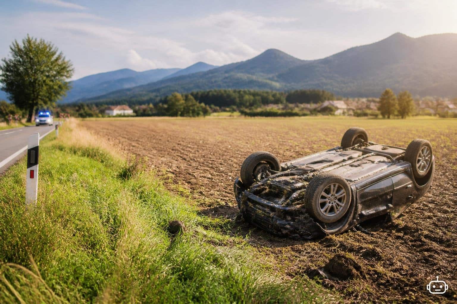 Auto überschlug sich im Acker