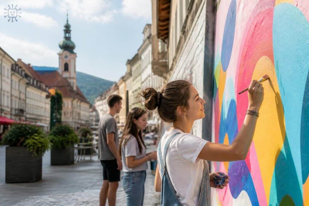 Jugendliche verliehen der Villacher Innenstadt Farbe