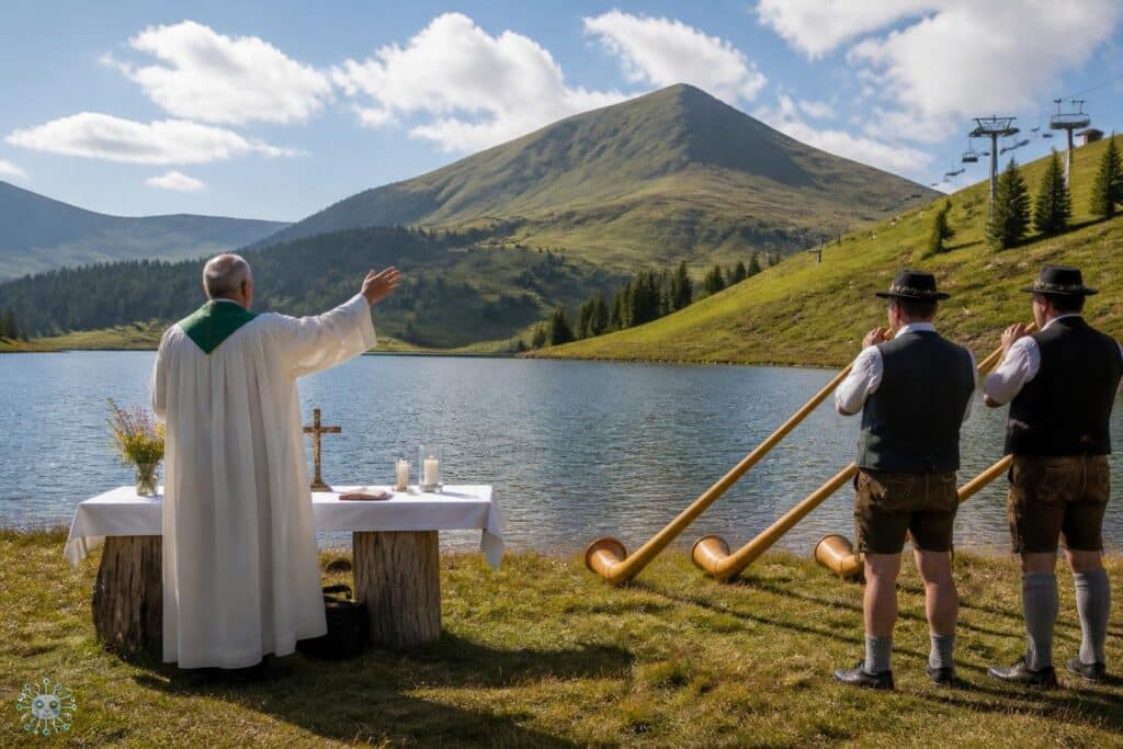 Almfest am Klippitztörl mit Diakon und Alphornbläsern