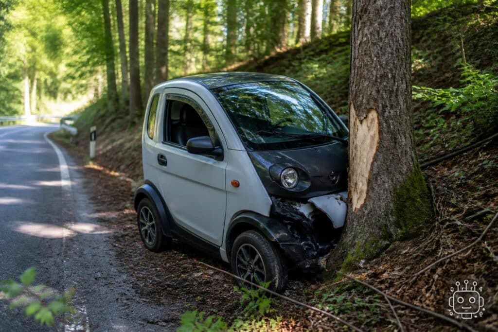 Mit Mopedauto gegen Baum geprallt