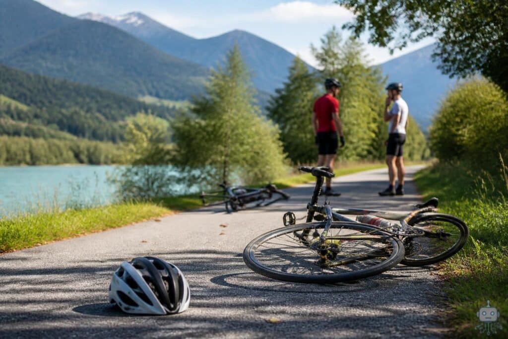 Rennradunfall kollidieren auf Drauradweg
